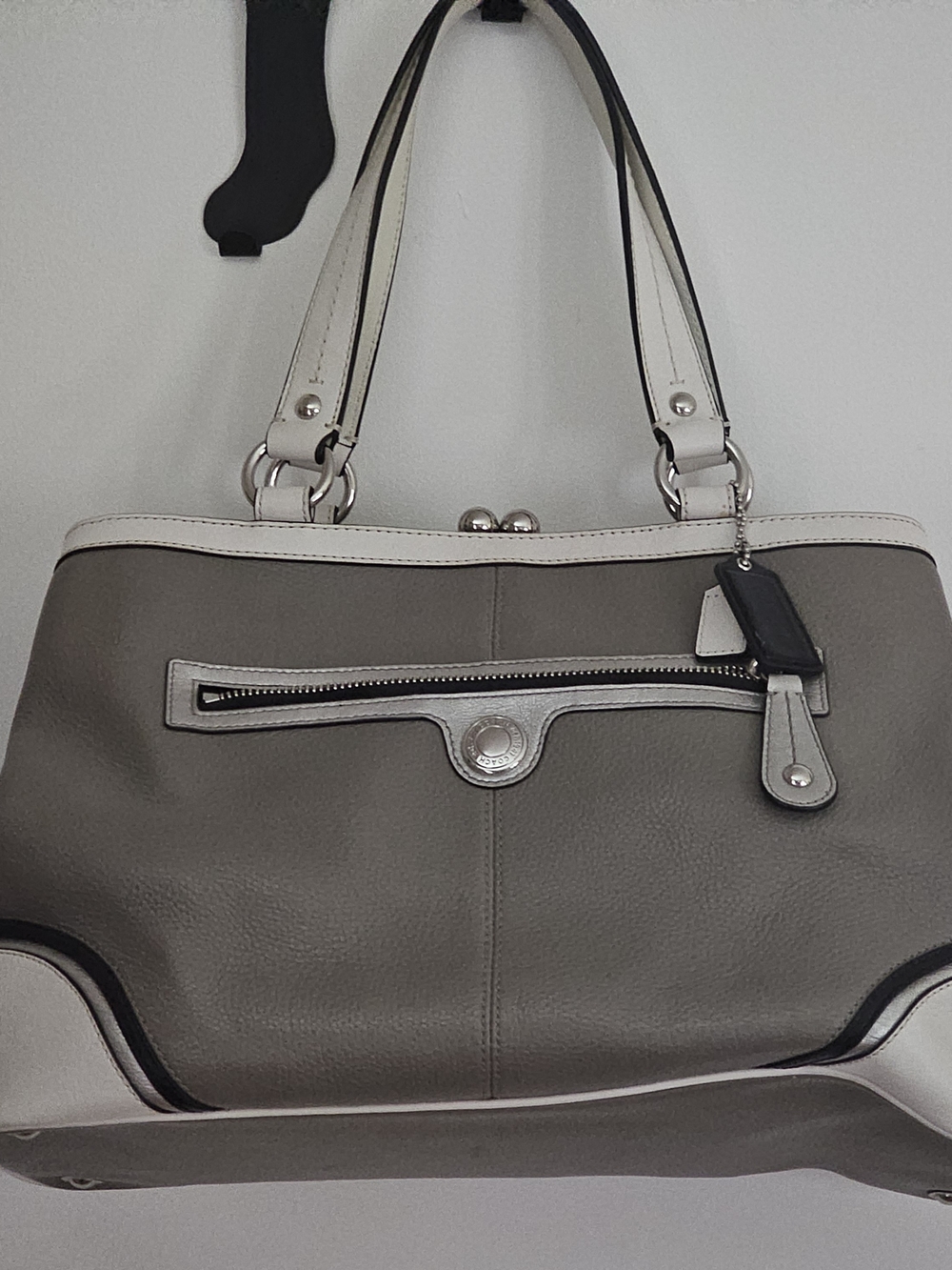 Coach Two-Tone Gray & White Women’s Leather Tote